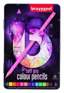 LAPIZ COLORES SUAVE BRUYNZELL 12 UDS ROSA TRIANGUL