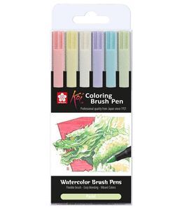 ROTULADOR SAKURA KOI COLOR BRUSH 6 COLORES PASTEL