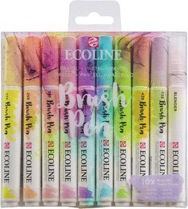 ROTULADOR ECOLINE BRUSHPEN 10 COLORES PASTEL