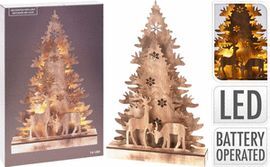DECORACION ARBOL MADERA 8CM 16LED