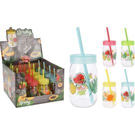 EXPOSITOR 20 VASOS CON TAPA Y PAJITA FRUITS