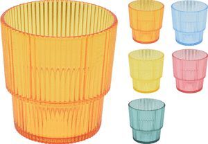 VASO 325ML APILABLES RAYAS RELIEVE COLORES SURTIDO