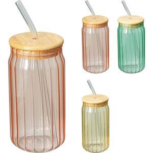 VASO CONTAPA BAMBU Y PAJITA BOROSILICATO 500ML SUR