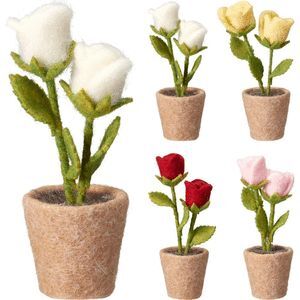 ROSAS DECORATIVAS FIELTRO EN MACETA 19CM COLORES S