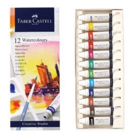 ACUARELAS TUBO FABER CASTELL 12 COLORES+PALETA PAR