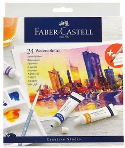 ACUARELAS TUBO FABER CASTELL 24 COLORES+PALETA PAR