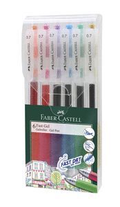 BLISTER 6 BOLIGRAFOS FABER CASTELL FAST GEL 0,7 CO