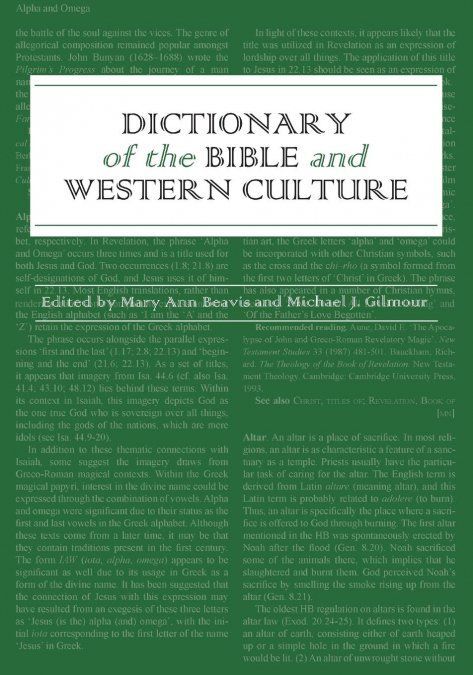 DICTIONARY OF THE BIBLE AND WESTERN CULTURE