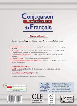 ONJUGAISON PROGRESSIVE DU FRANCAIS - LIVRE WEB - LIVRE + CD AUDIO NIVEAU DÉBUTA