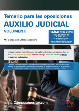 TEMARIO PARA LAS OPOSICIONES AUXILIO JUDICIAL VOLU