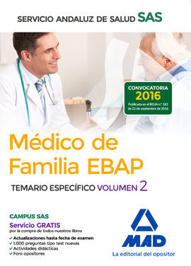 MÉDICO DE FAMILIA EBAP DEL SERVICIO ANDALUZ DE SALUD. TEMARIO ESPECÍFICO VOL 2