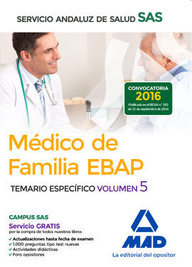 MEDICO DE FAMILIA EBAP VOLUMEN 5 TEMARIO ESPECIFICO SAS