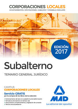 SUBALTERNO DE CORPORACIONES LOCALES. TEMARIO GENERAL JURÍDICO