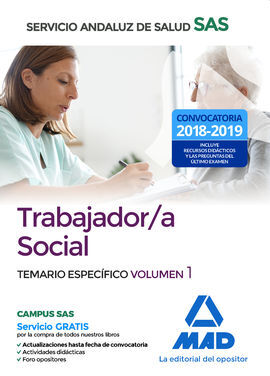 TRABAJADOR/A SOCIAL DEL SERVICIO ANDALUZ DE SALUD. TEMARIO ESPECÍFICO VOLUMEN 1