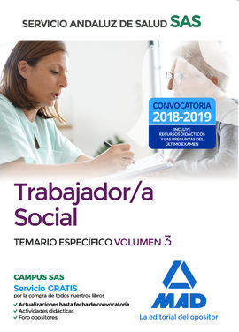 TRABAJADOR/A SOCIAL DEL SERVICIO ANDALUZ DE SALUD. TEMARIO ESPECÍFICO VOLUMEN 3