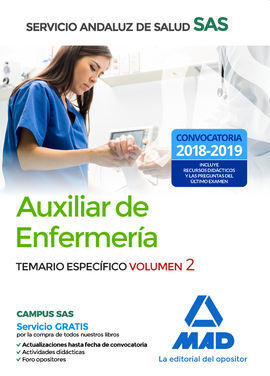 AUXILIAR ENFERMERÍA DEL SERVICIO ANDALUZ DE SALUD. TEMARIO ESPECÍFICO VOLUMEN 2