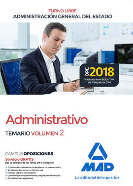 ADMINISTRATIVO DE LA ADMINISTRACIÓN GENERAL DEL ESTADO (TURNO LIBRE). TEMARIO VO