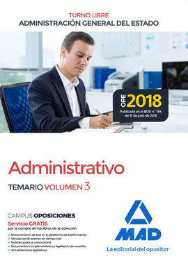 ADMINISTRATIVO DE LA ADMINISTRACIÓN GENERAL DEL ESTADO (TURNO LIBRE). TEMARIO VO