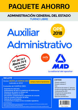 PAQUETE AHORRO AUXILIAR ADMINISTRATIVO DEL ESTADO. (2018)