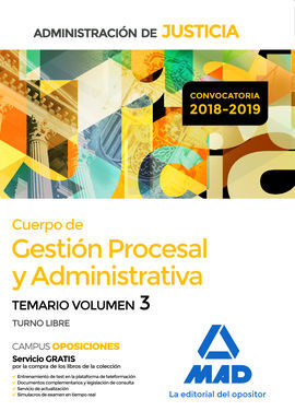 CUERPO DE GESTIÓN PROCESAL Y ADMINISTRATIVA DE LA ADMINISTRACIÓN DE JUSTICIA (TUTOR) - VOL. 3º