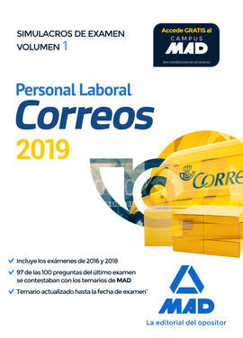 PERSONAL LABORAL DE CORREOS Y TELÉGRAFOS. SIMULACROS DE EXAMEN VOLUMEN 1