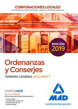 ORDENANZAS Y CONSERJES DE CORPORACIONES LOCALES. TEMARIO GENERAL VOLUMEN 1