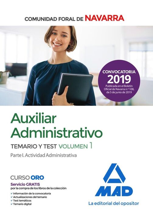 TEMARIO Y TEST VOLUMEN 1. AUXILIAR ADMINISTRATIVO DE LA COMUNIDAD FORAL DE NAVARRA