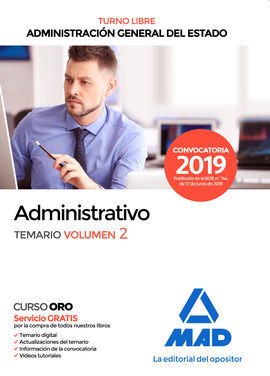 ADMINISTRATIVO ADMINISTRACIÓN GENERAL DEL ESTADO. TURNO LIBRE. (2019)