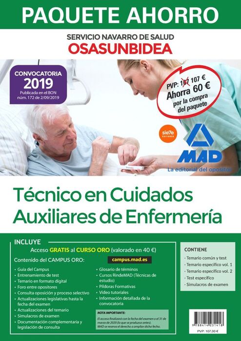 COMPRA ANTICIPADA PAQUETE AHORRO TÉCNICO EN CUIDADOS AUXILIARES DE ENFERMERÍA DE