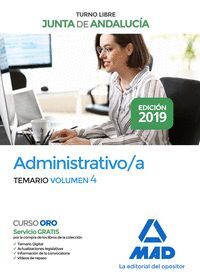 ADMINISTRATIVO DE LA JUNTA DE ANDALUCÍA TURNO LIBRE. TEMARIO VOLUMEN 4