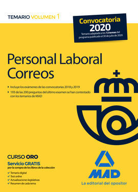 PERSONAL LABORAL DE CORREOS Y TELÉGRAFOS. TEMARIO VOLUMEN 1