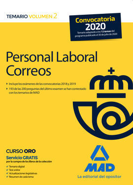 PERSONAL LABORAL DE CORREOS Y TELÉGRAFOS. TEMARIO VOLUMEN 2