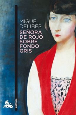 SEÑORA DE ROJO SOBRE FONDO GRIS