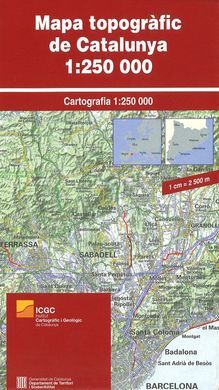 MAPA [PLEGAT] TOPOGRAFIC DE CATALUNYA 1:250.000 -I