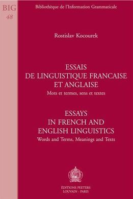ESSAIS DE LINGUISTIQUE FRANCAISE ET ANGLAISE