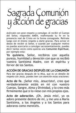 SAGRADA COMUNIÓN Y ACCIÓN DE GRACIAS