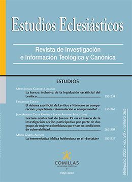 REVISTA ESTUDIOS ECLESIASTICOS 385 ABRIL JUNIO 2023 VOL.98